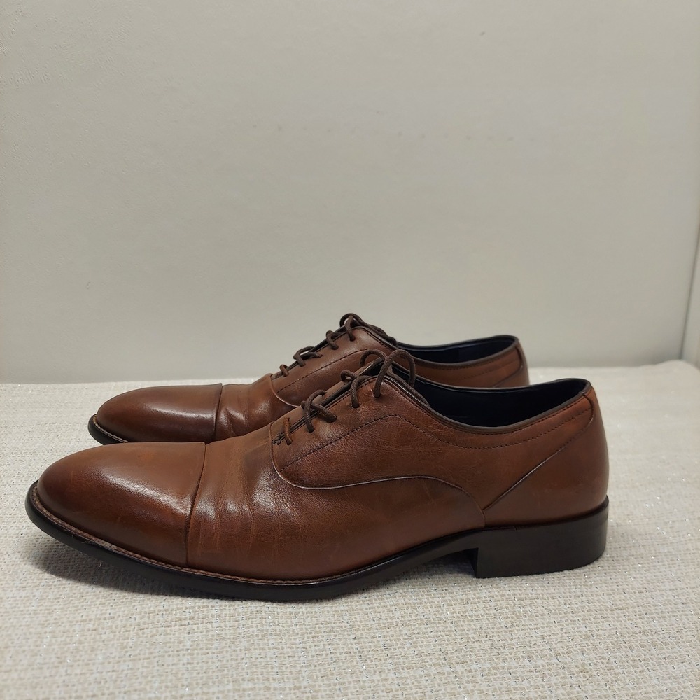 Johnston & Murphy Mens Cap Toe Oxford‎ Dress Shoes 10.5M 59-2476 Tan Leather